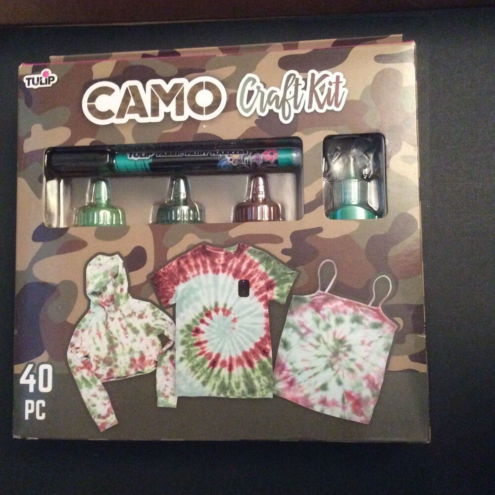 Tie Dye kit by Tulip, Camo 40 pc set with Iron On Crystals B38